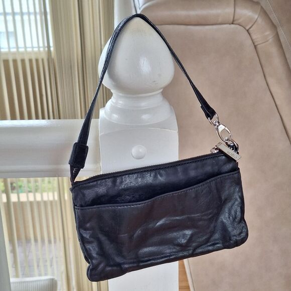 Hobo International Small Leather Black Zipper Clutch Black Purse - Picture 4 of 14